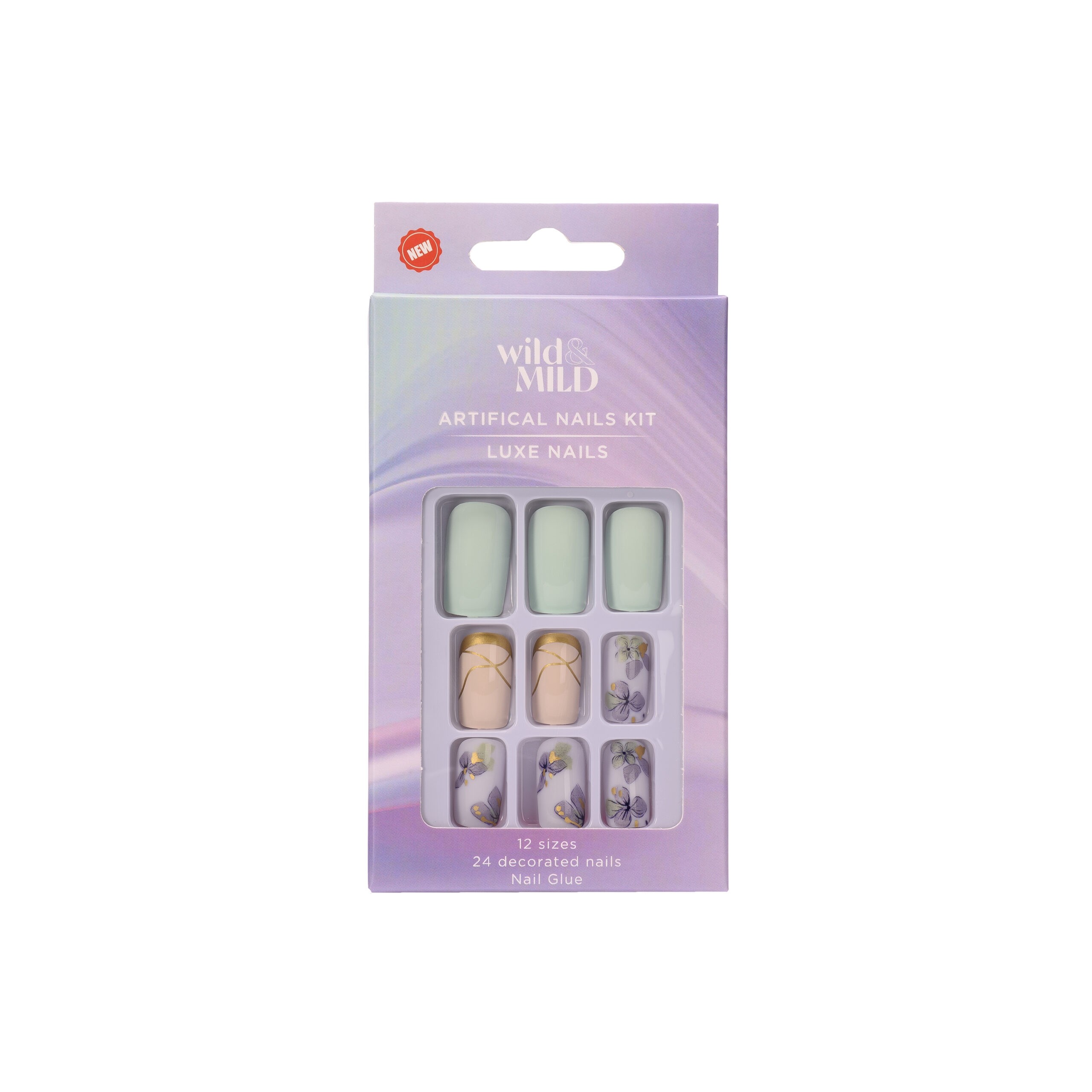 WILD & MILD artifical nails kit - Eden Blossom طقم أظافر صناعية من وايلد اند مايلد