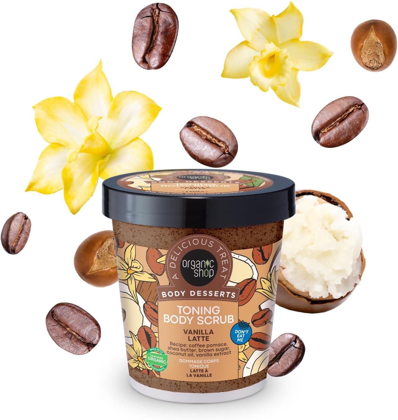 ORGANIC SHOP Body Desserts Toning Body Scrub Vanilla Latte 450 ml اوركانك شوب مقشر الجسم بنكهة لاتيه الفانيليا