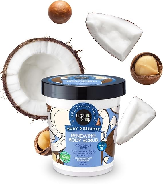 ORGANIC SHOP Body Desserts Renewing Body Scrub Coconut Bite 450 ml اوركانك شوب مقشر الجسم المجدد بنكهة جوز الهند