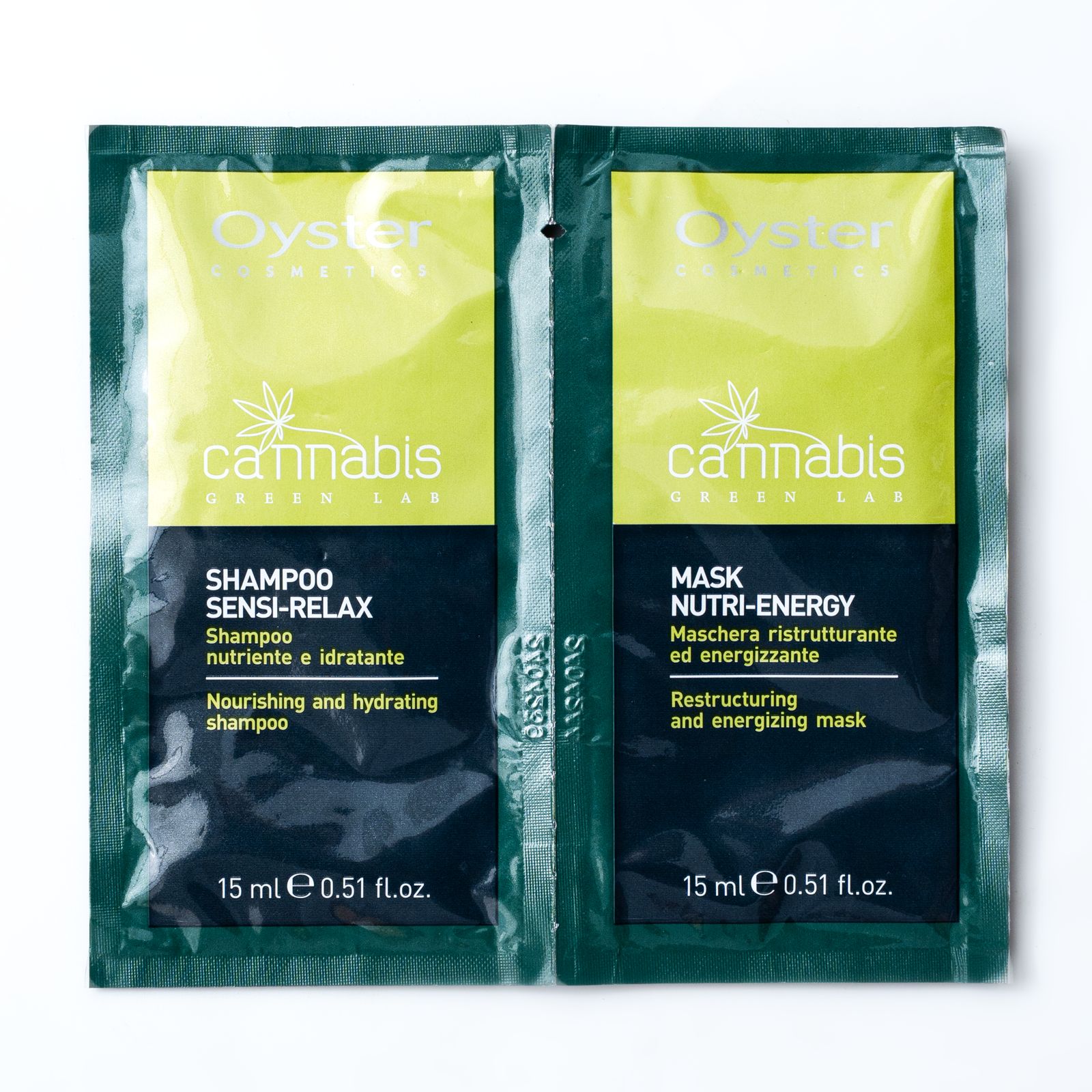 OYSTER COSMETICS CANNABIS GREEN LAB شامبو + ماسك بحجم صغير من اويستر