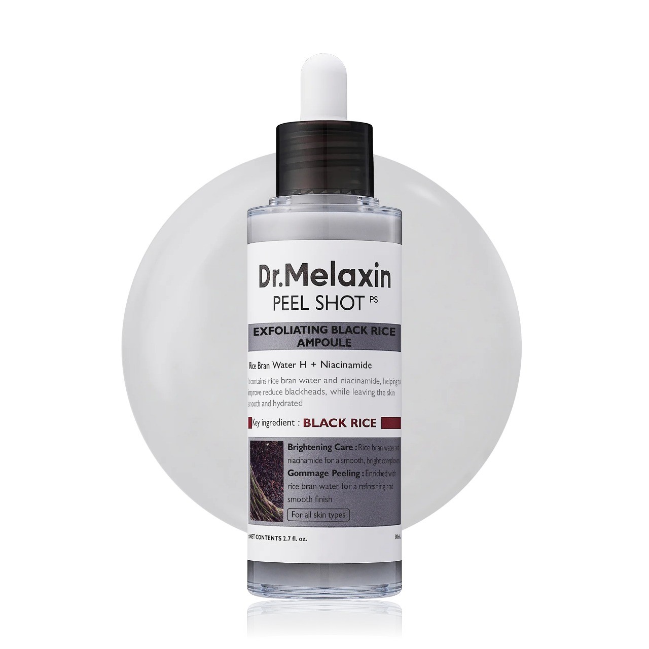 DR.MELAXIN Peel Shot Glow Black Rice Ampoule 80ml  سيروم الارز الاسود المجدد للبشره من دكتور ميلاكسين