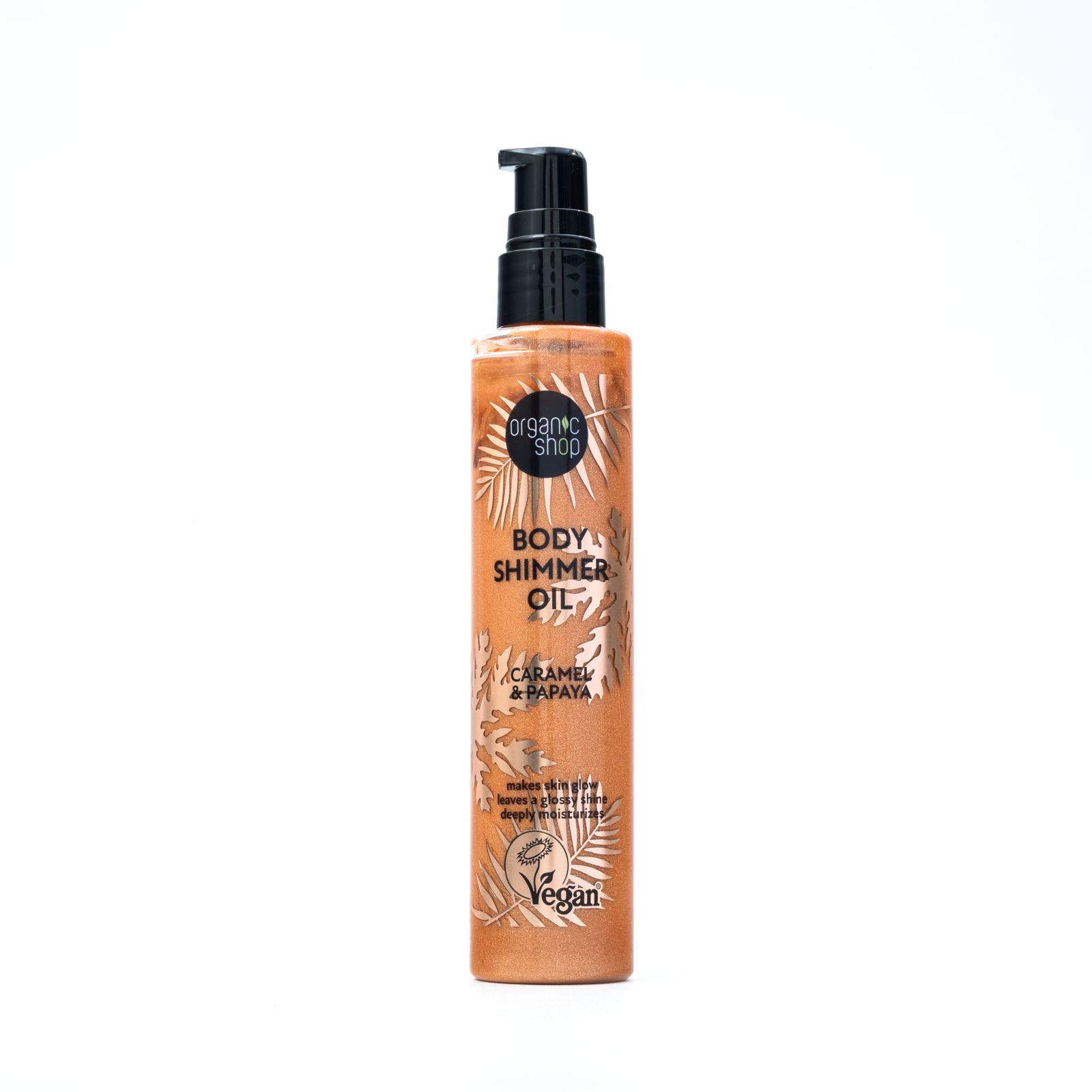 ORGANIC SHOP Body Shimmer Oil Caramel & Papaya 100ml اوركانك شوب زيت الجسم اللامع بالكراميل والبابايا