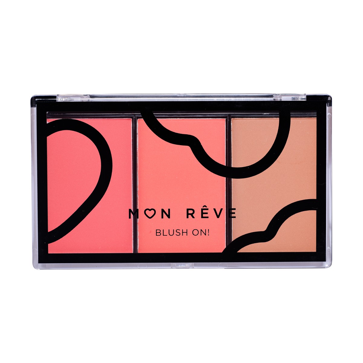 MON REVE BLUSH ON! Blush trio palette - 01 peachy  مون ريڤ لوحة أحمر الخدود ثلاثية