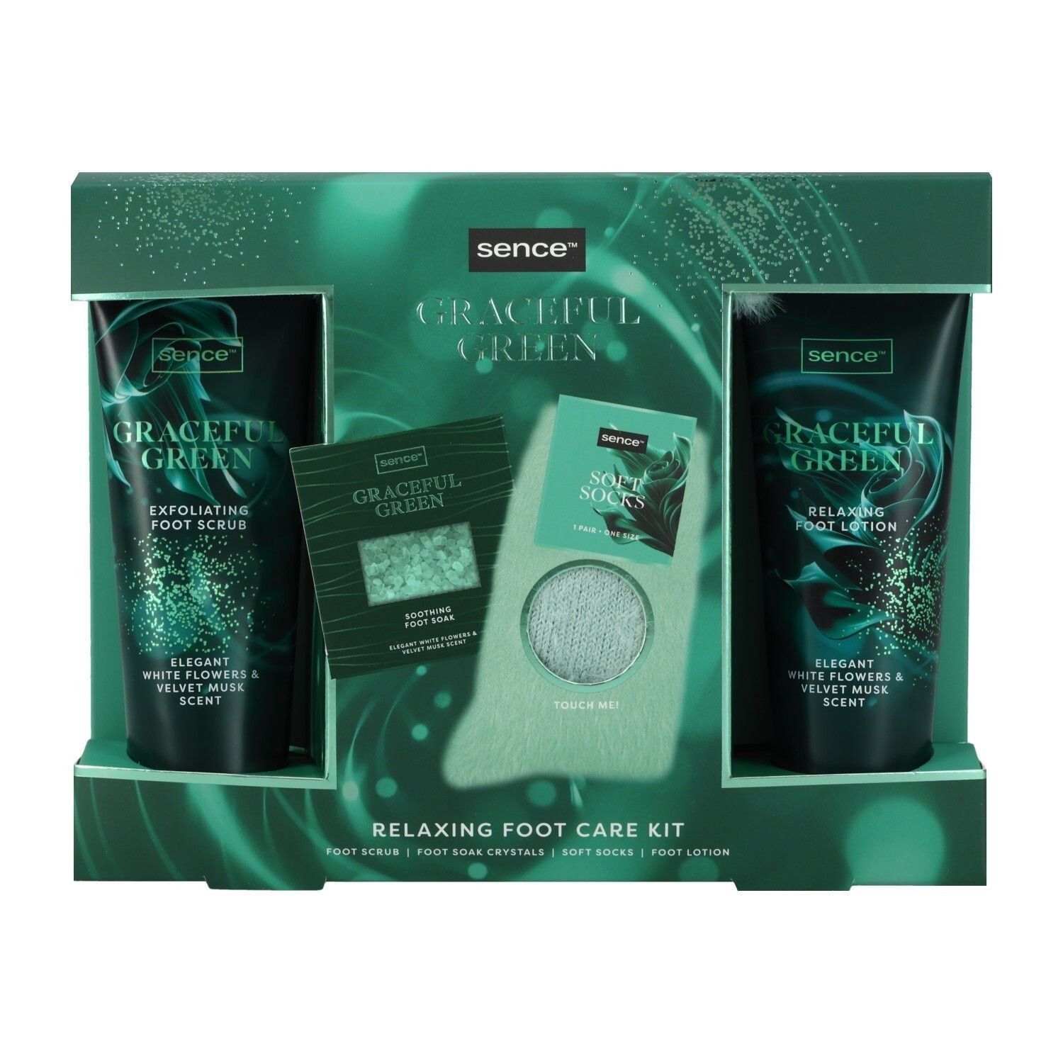 SENCE BEAUTY Graceful Green Foot Gift Set مجموعة من سينس بيوتي للعناية بالقدمين