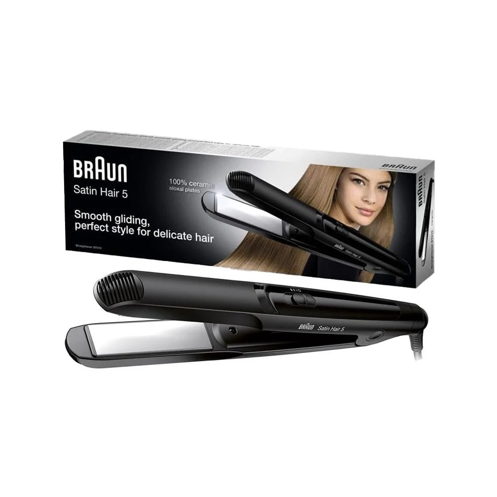 BRAUN Satin Hair 5 Ionic Ceramic Straightener Black - Model ST510 براون جهاز تمليس الشعر
