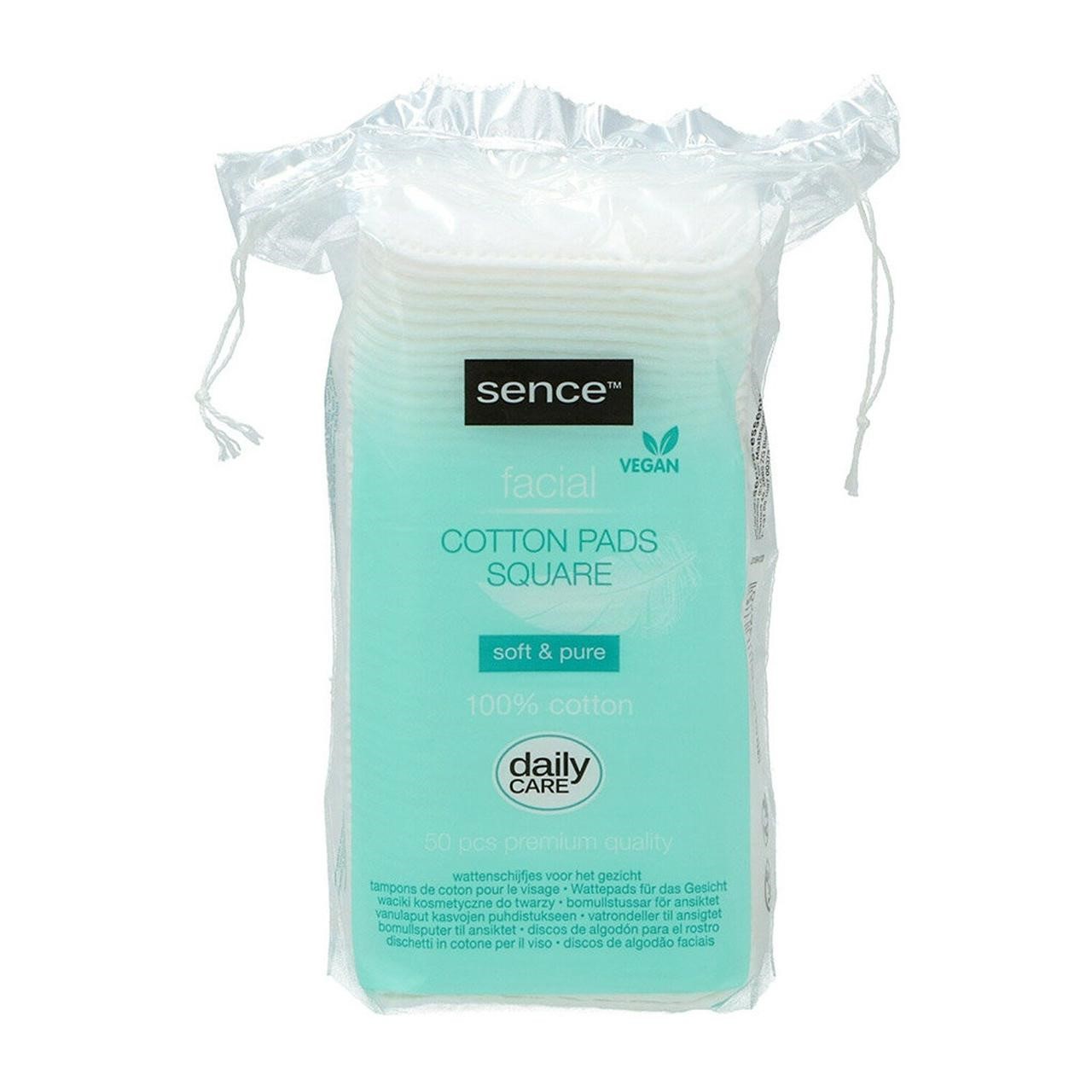 SENCE BEAUTY Cotton Pads 50 Pcs شرائح قطنية مربعة من سينس بيوتي