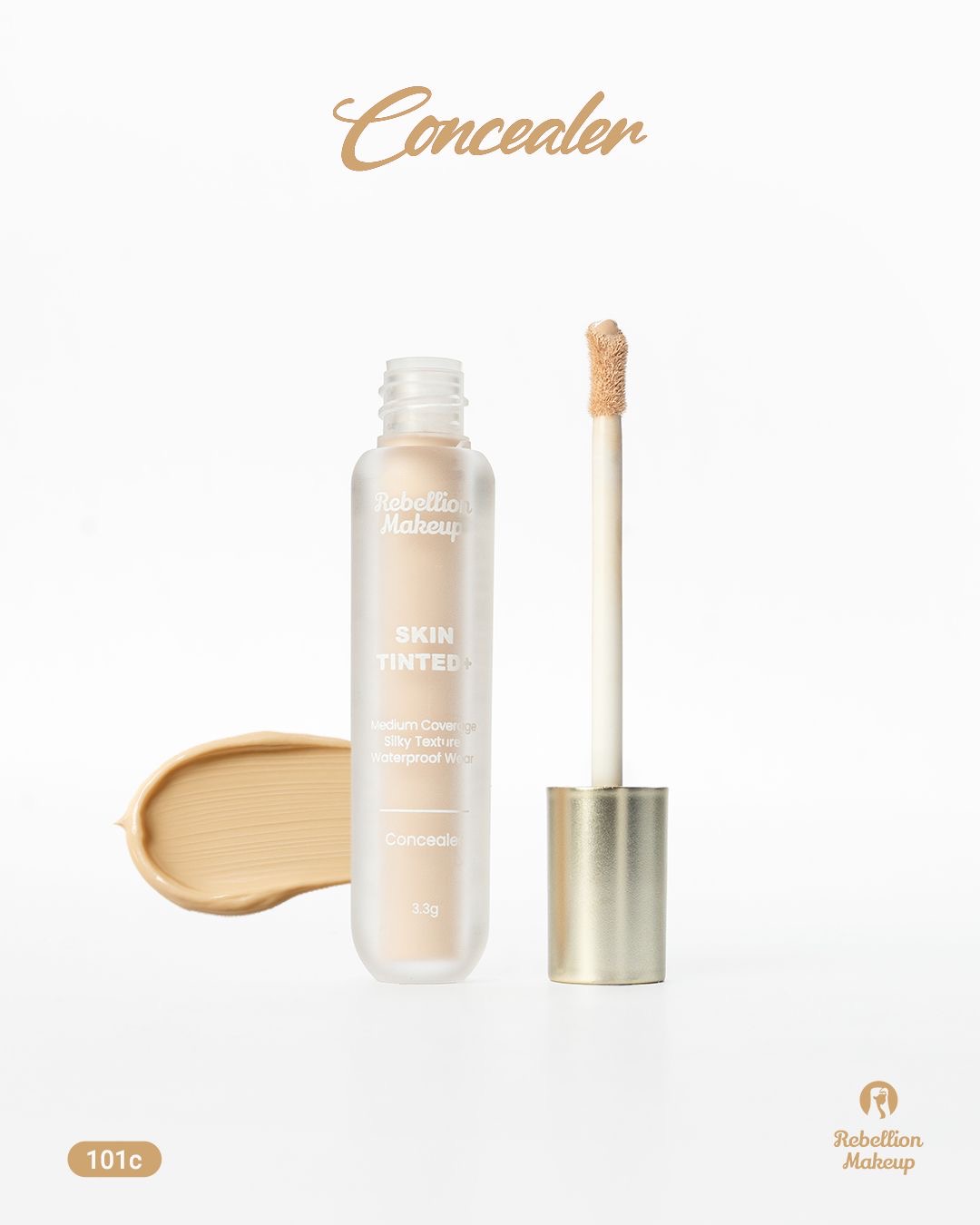 REBELLION MAKEUP Skin Tinted Medium Coverage Silky Texture Waterproof Wear Concealer 3.3g ريبيليون ميكاب كونسيلر بتغطية متوسطة مضاد للماء
