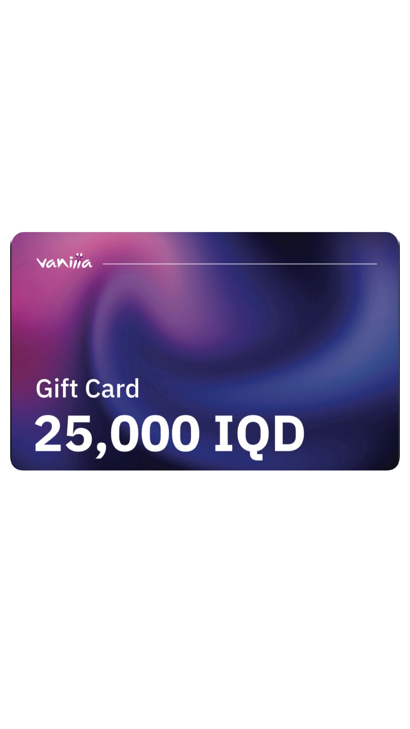 VANILLA GIFT CARD 25K IRAQI DINAR فانيلا بطاقة هدية فئة 25 الف