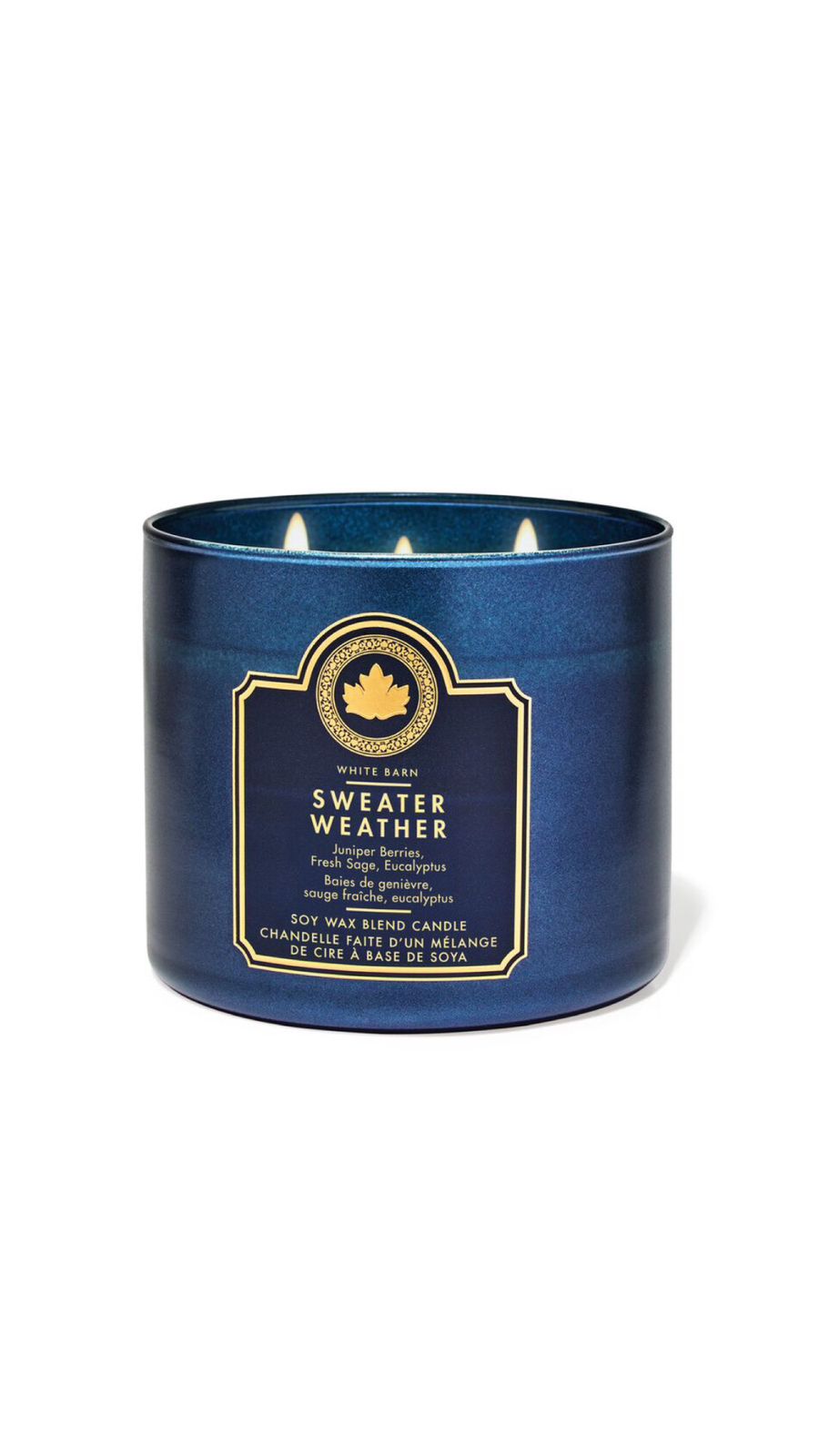BATH AND BODY WORKS WHITE BARN SWEATER WEATHER 3-WICK CANDLE باث أند بدي وركس شمعة معطرة