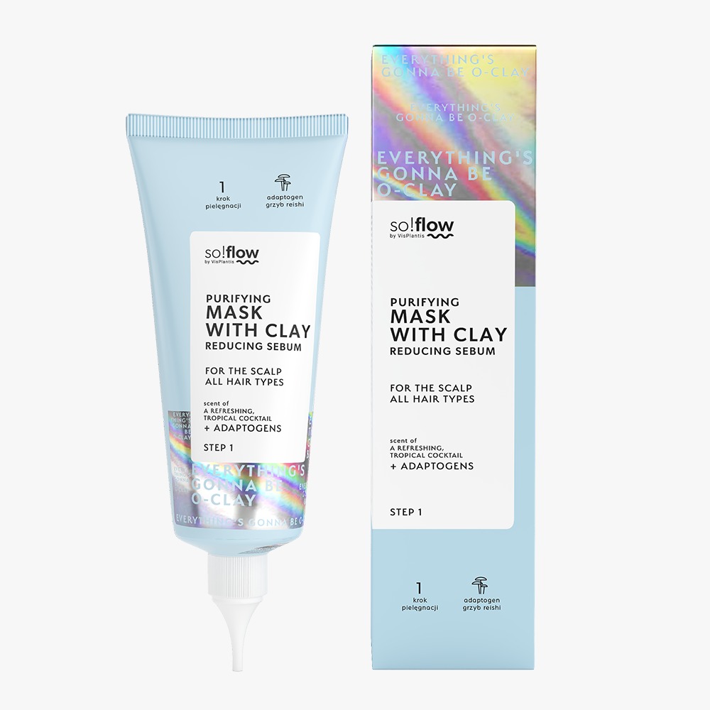 SO!FLOW Purifying mask with clay reducing sebum for the scalp 100ml قناع تنقية بالطين يقلل من إفراز الدهون في فروة الرأس من سو فلو