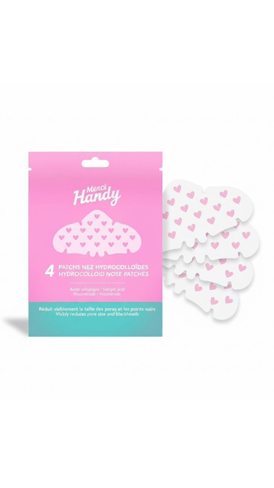 MERCI HANDY 4 HYDROCOLLOID NOSE PATCHES - 4 PIECES ميرسي هاندي لاصقات لإزالة الرؤوس السوداء من على الانف