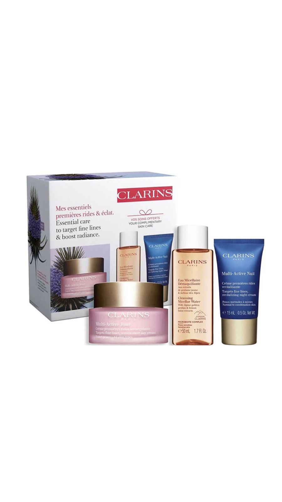 CLARINS MES ESSENTIELS PREMIERES RIDES & ECLAT CARE SET كلارنس مجموعة العناية بالبشرة