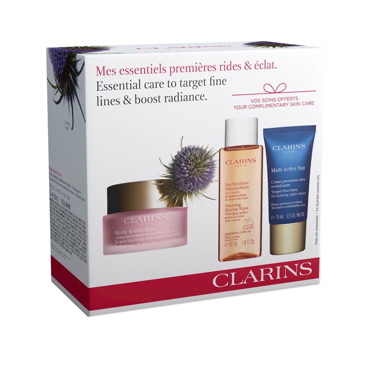 CLARINS Essential Care To Target Fine Lines & Boost Radiance مجموعة العناية بالبشرة من كلارنس