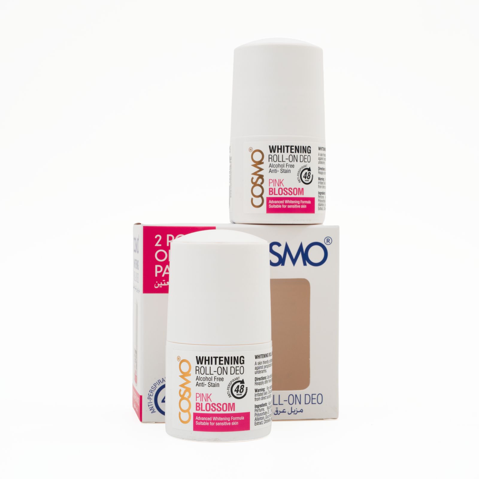 COSMO WHITENING ROLL-ON-DEO PINK BLOSSOM 2 PC OFFER PACK كوزمو رول مزيل تعرق 1+1