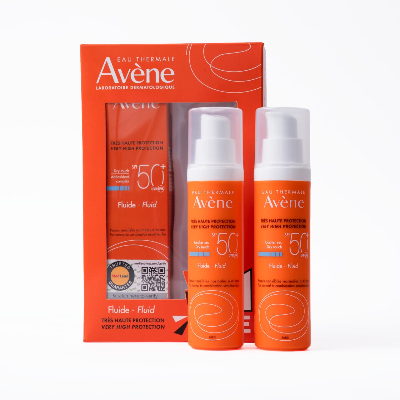 AVÈNE VERY HIGH PROTECTION FLUID SPF 50+ BUY GET FREE 1+1  أڤين بگج واقي شمس للبشرة واحد+واحد مجاناً