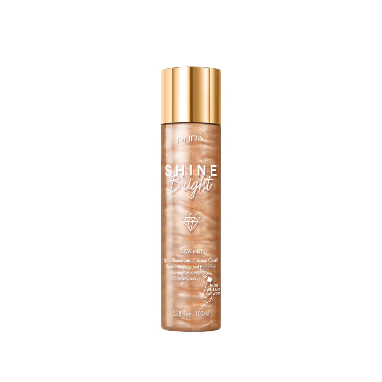 PUPA MILANO Shine Bright Glow Mist بخاخ مضيء للجسم والشعر من بوبا ميلانو