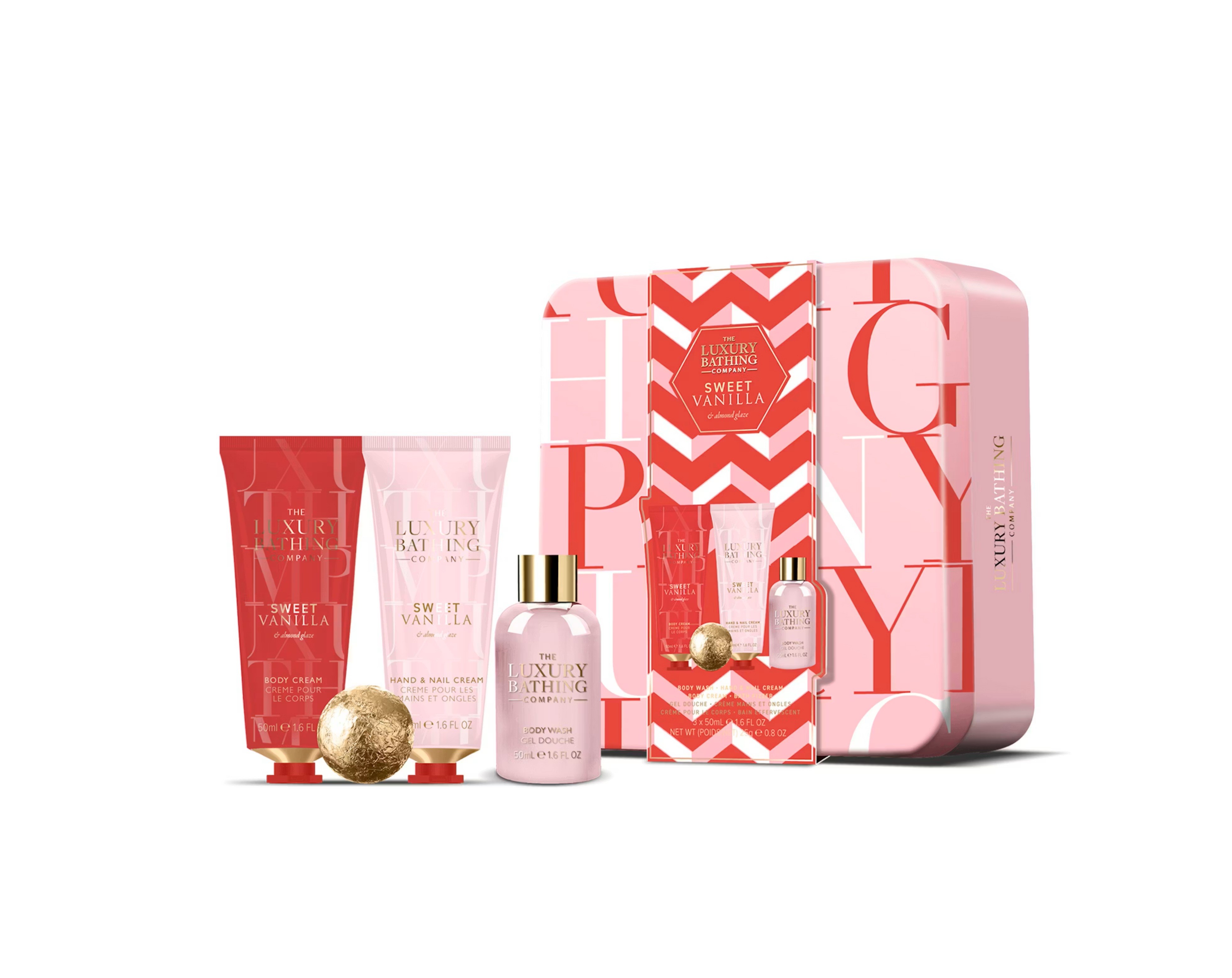 THE LUXURY BATHING Sweet Vanilla & Almond Glaze Relax & Unwind Gift Set   مجموعة العناية بالجسم من ذا لكجري باثنك