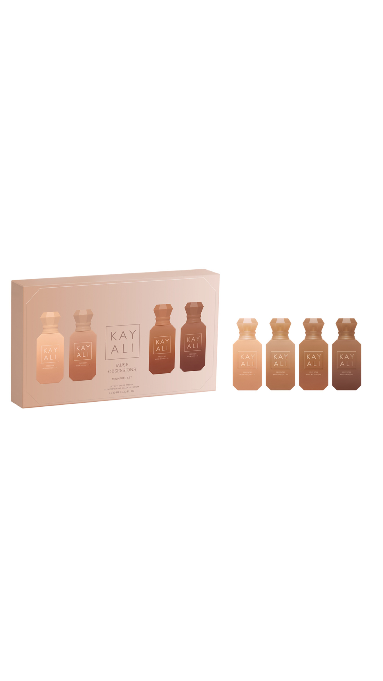KAYALI FREEDOM FREEDOM MUSK OBSESSIONS MINIATURE SET 4 × 10 خيالي مجموعة عطور للرجال والنساء