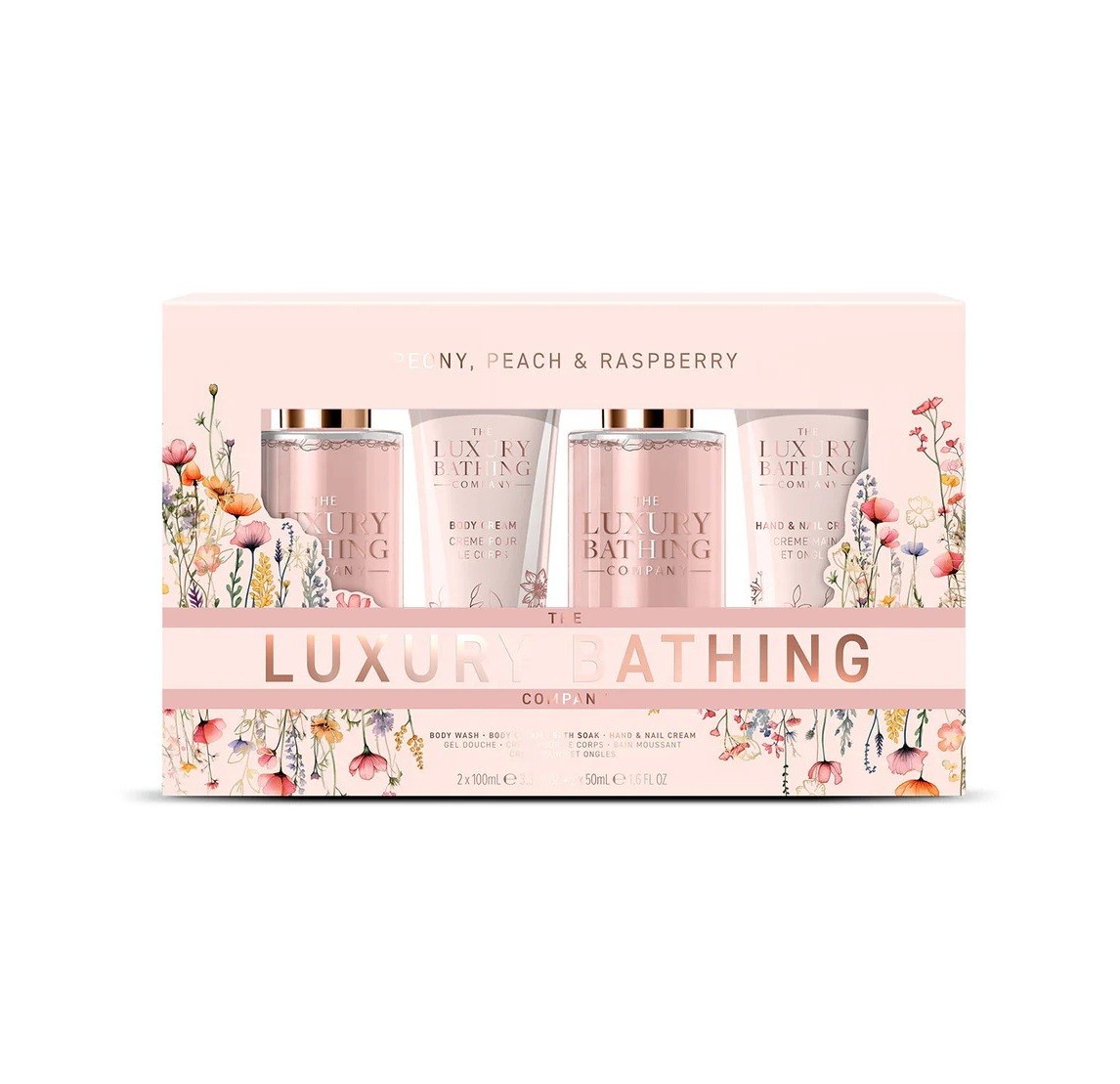 THE LUXURY BATHING Peony, Peach & Raspberry Set  مجموعة العناية بالجسم بالفاوانيا والخوخ والتوت من ذا لكجري باثنك