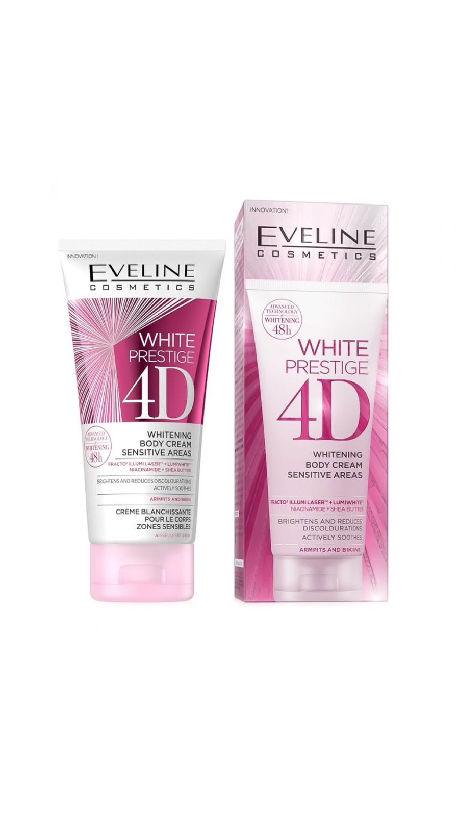EVELINE WHITE PRESTIGE 4D WHITENING SENSITIVE AREAS BODY CREAM إيڤيلين كريم مفتح للجسم