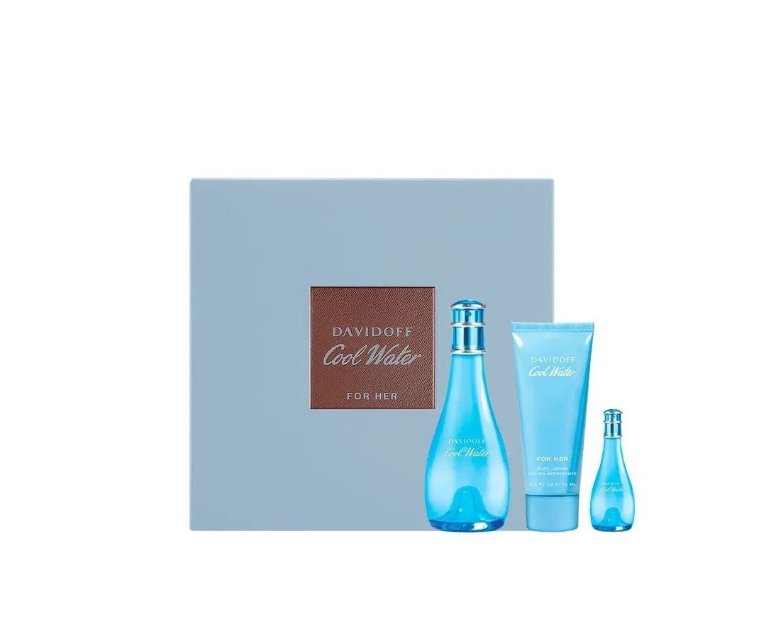 DAVIDOFF Cool Water Eau de Toilette for Women Trio Gift Set مجموعة هدايا للنساء من ديفيد اوف
