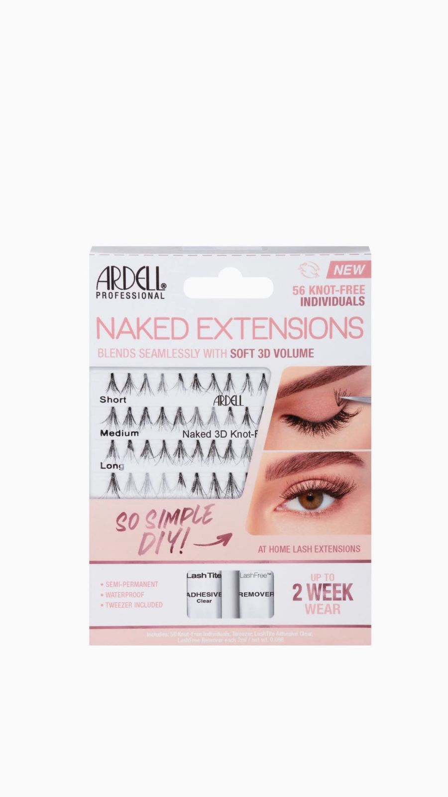 ARDELL Naked Extensions - 56 Knot Free Individuals مجموعة رموش اصطناعية من ارديل