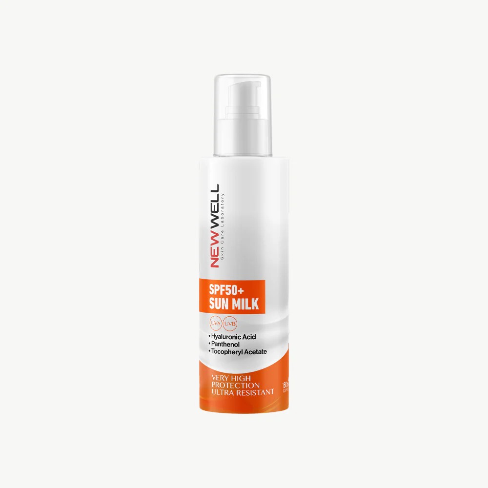 NEW WELL Sun Milk High Protection SPF 50+ 150 ml  واقي شمس عالي الحماية من نيو ويل