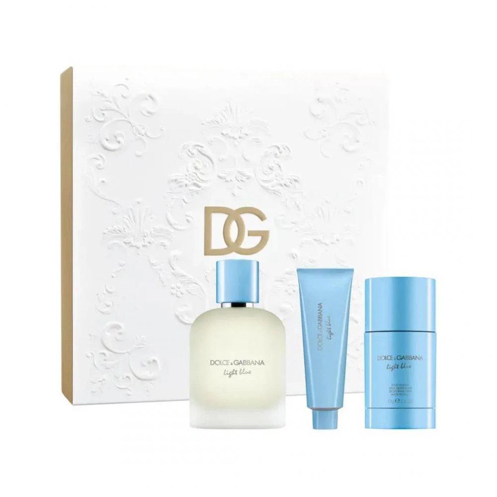 DOLCE & GABBANA Light Blue Pour Homme Eau De Toilette Gift Set For Men (100ml + 50ml + 75ml) دولجي كابانا بكج هدايا للرجال