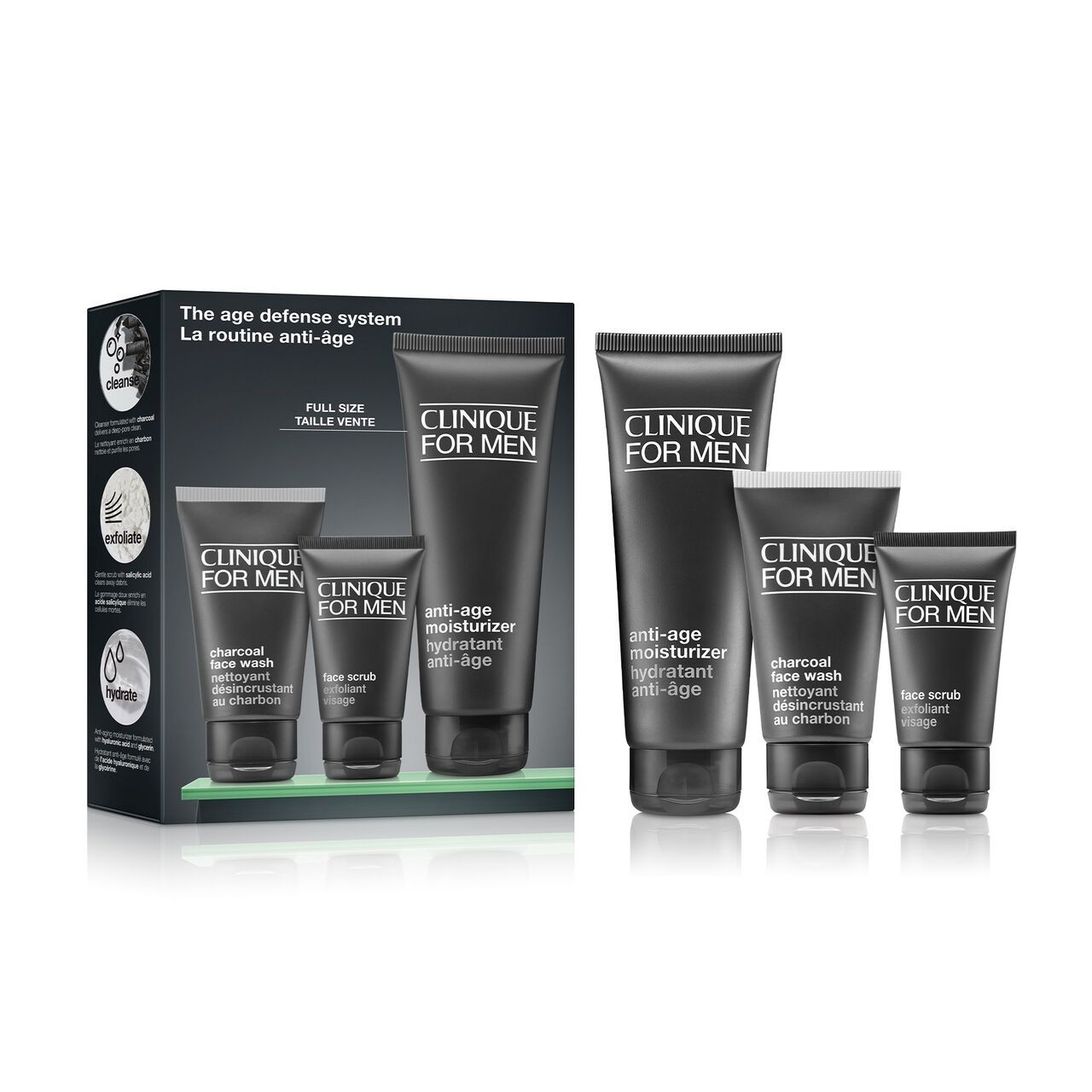 CLINIQUE THE AGE DEFENSE SYSTEM For Men Skincare Set كلينيك بكج العناية بالبشرة للرجال