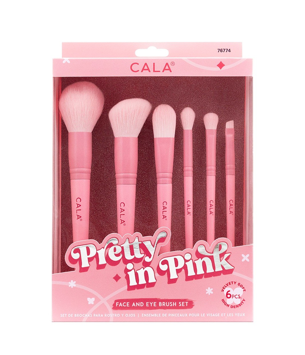 CALA Pretty in Pink Face and Eye Brush Set 6pcs 76774  كالا مجموعة فرش للوجه والعينين