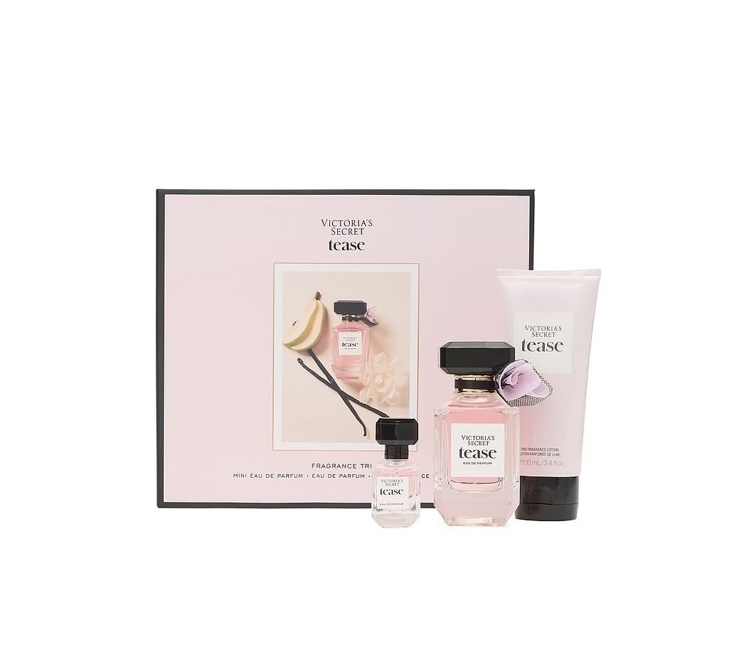VICTORIA'S SECRET TEASE FRAGRANCE TRIO Limited Edition (50ml + 7.5ml + lotion 100ml) فيكتوريا سيكرت بكج هدايا للنساء