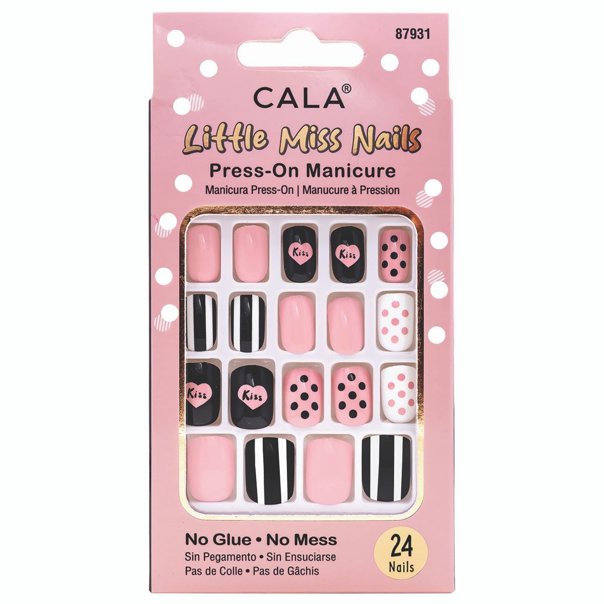 CALA LITTLE MISS NAILS BLACK AND PINK 87931   كالا اظافر اصطناعية
