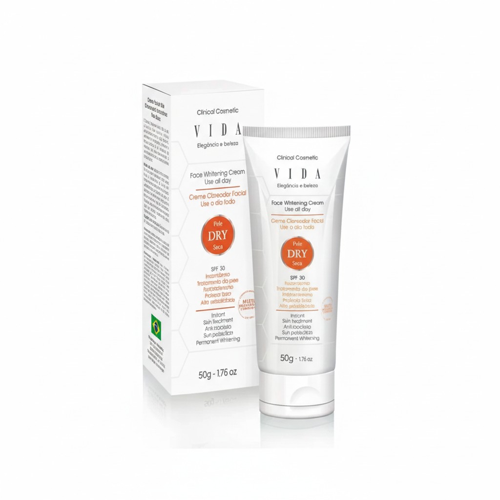 VIDA FACE WHITENING CREAM WITH SPF 30 for dry skin 50g  فيدا كريم مبيض وجه للبشرة الجافة