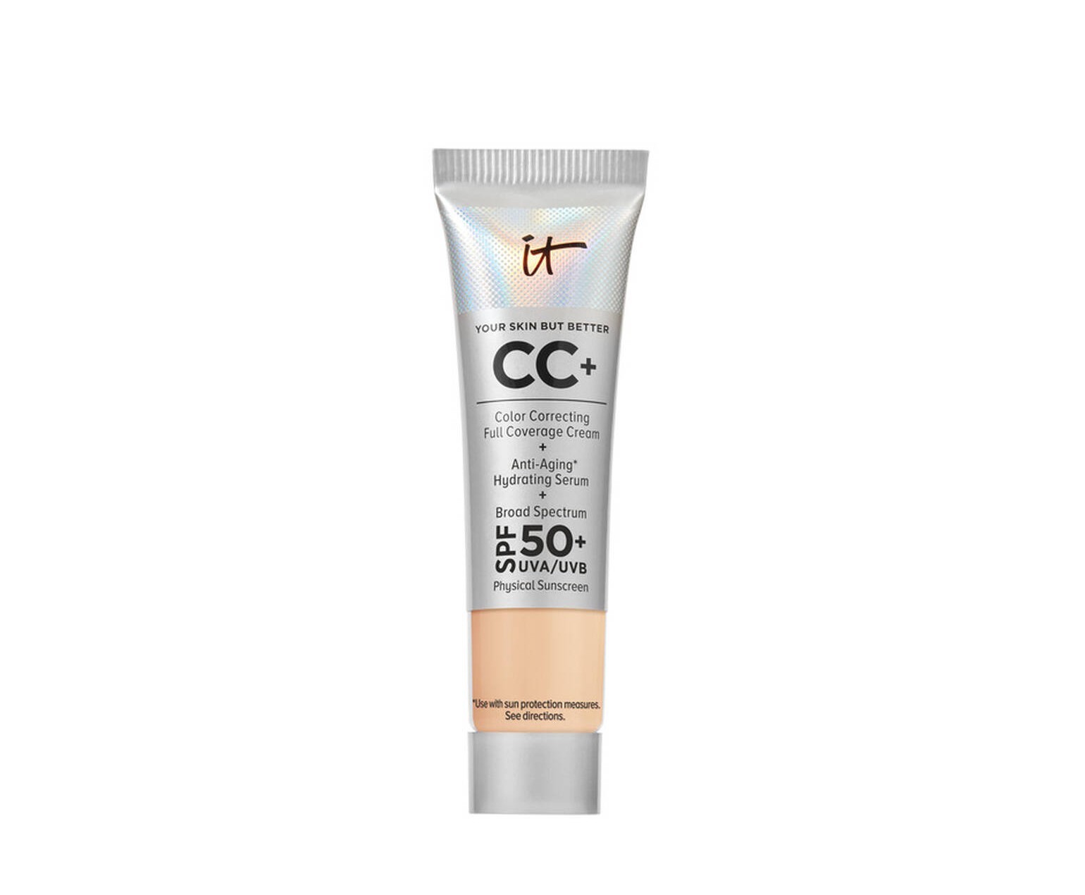 IT COSMETICS CC+ Cream Full-Coverage Foundation with SPF 50+ Travel size  آت كوزمتك كريم اساس مع عامل الحماية من الشمس