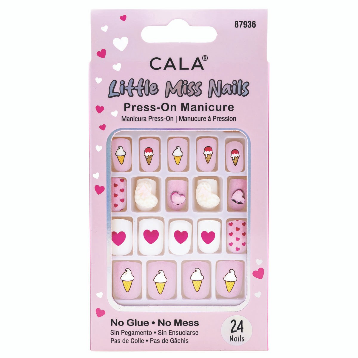 CALA LITTLE MISS NAILS PINK/WHT 87936   كالا اظافر اصطناعية
