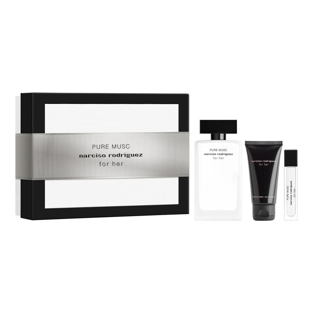 NARCISO RODRIGUEZ Pure Musc For Her Gift Set Eau de Parfum For Women (100+50+10 ml)نارسيسو رودريكيز  بكج هدايا للنساء