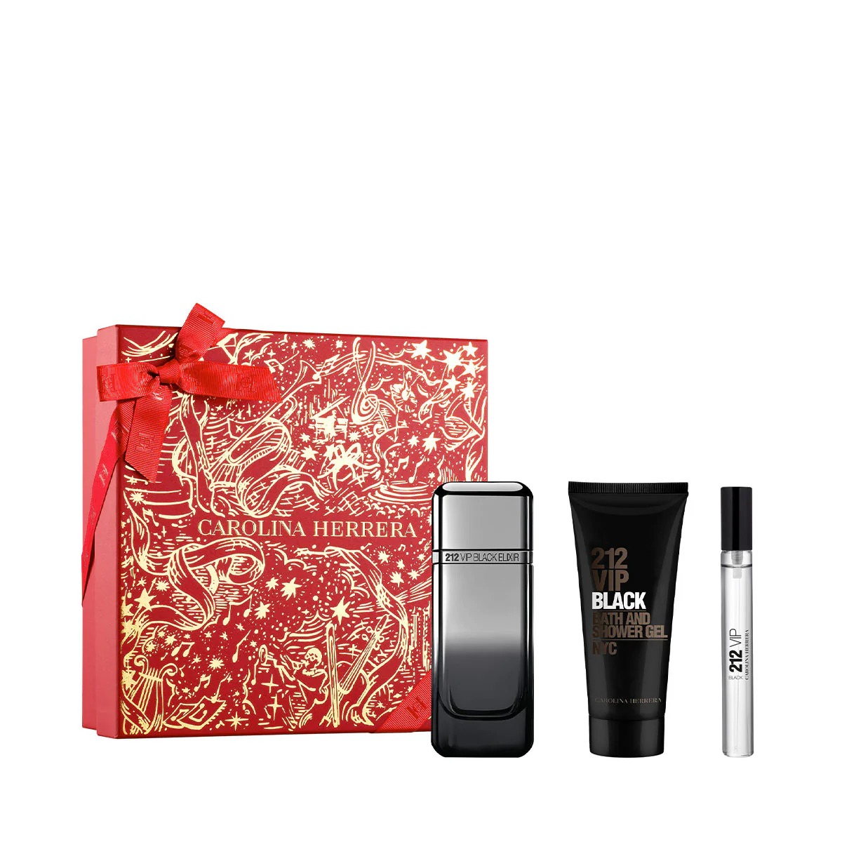 CAROLINA HERRERA 212 VIP Black Elixir Eau De Parfum (100ml+10ml +100ml) Gift Set For Men كارولينا هيريرا طقم هدايا للرجال