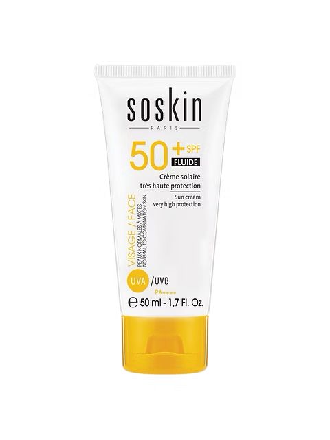 SOSKIN SUN CREAM VERY HIGH PROTECTION FOR NORMAL TO COMBINATION SKIN50ml سو سگين واقي شمس بحماية عالية للبشرة العادية والمختلطة