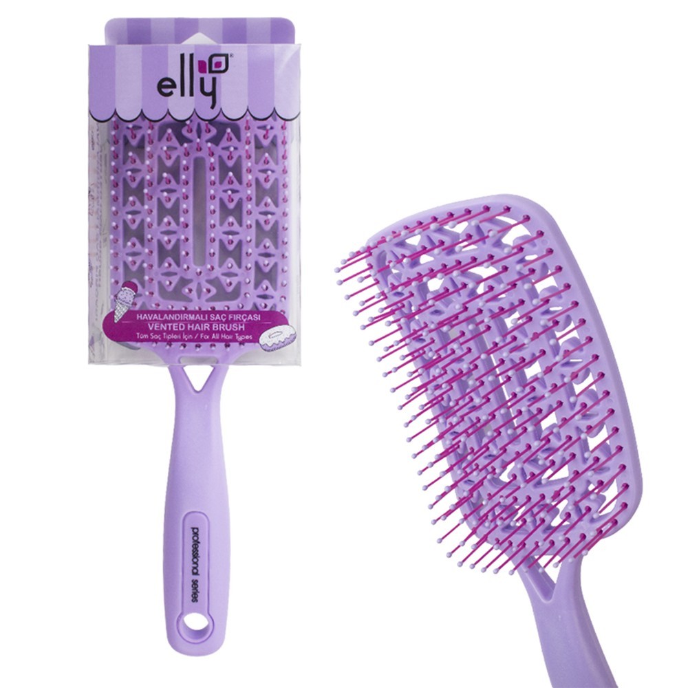 ELLY VENTILATED HAIR BRUSH Purple Rectangle - 24 ايلي فرشاة شعر