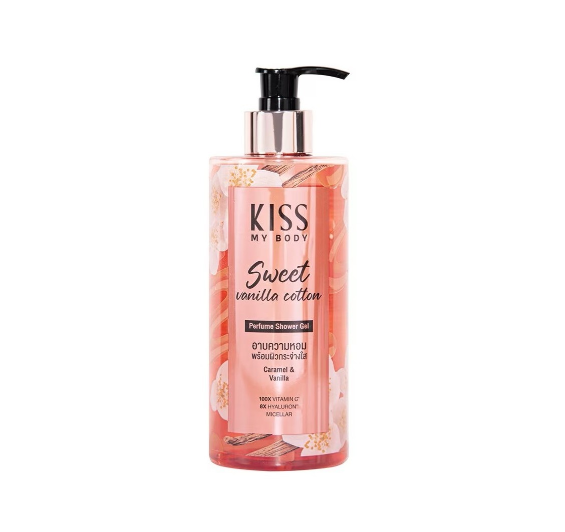 KISS MY BODY Perfume Shower Gel 380ml - Sweet Vanilla Cotton  غسول معطر للجسم