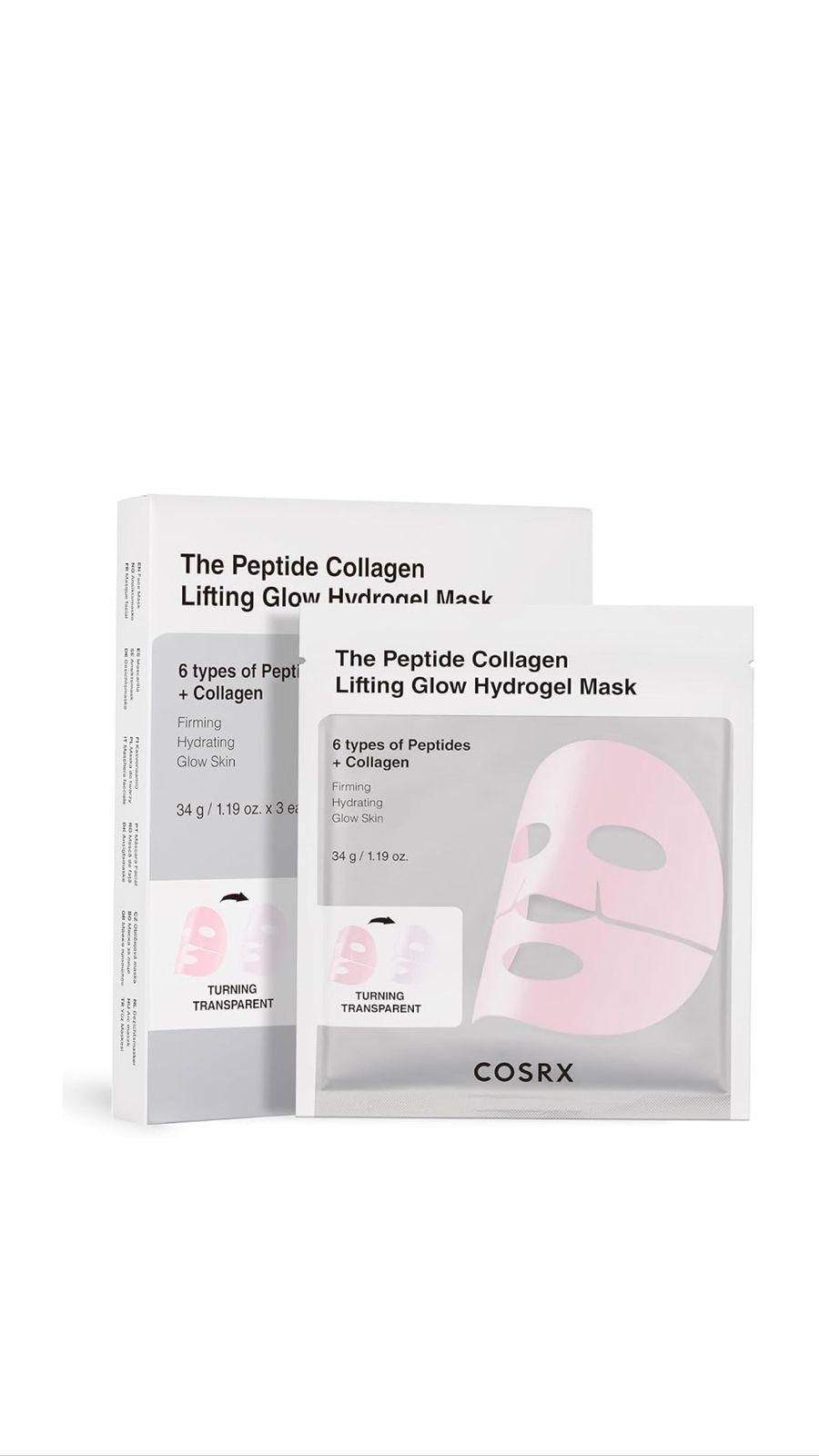 COSRX THE PEPTIDE COLLAGEN LIFTING GLOW HYDROGEL MASK 34g كوزركس قناع الهيدروجيل لشد وأشراقة البشرة