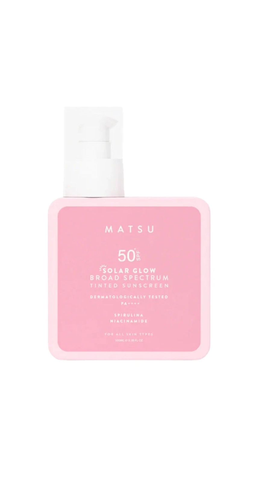 MATSU SOLAR GLOW BROAD SPECTRUM TINTED SUNSCREEN 100ml (For All Skin Types) ماتسو كريم واقي شمس ملون للبشرة