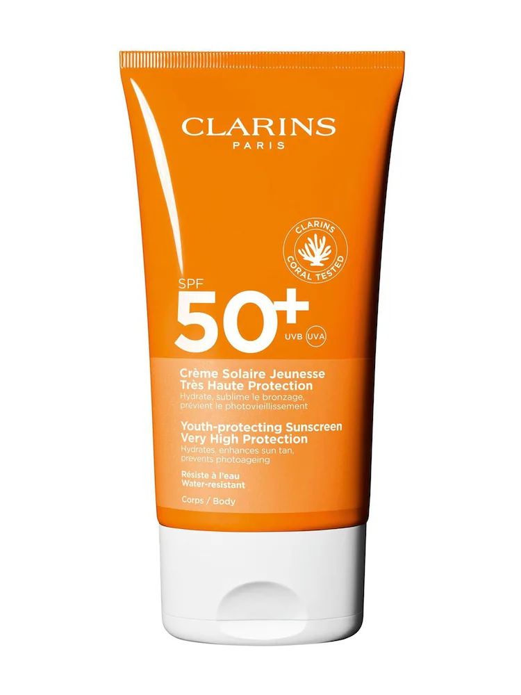 CLARINS SUN BODY CREAM SPF50+ FOR ALL SKIN TYPES 150ml كلارنس واقي شمس للجسم مناسب لجميع أنواع البشرة