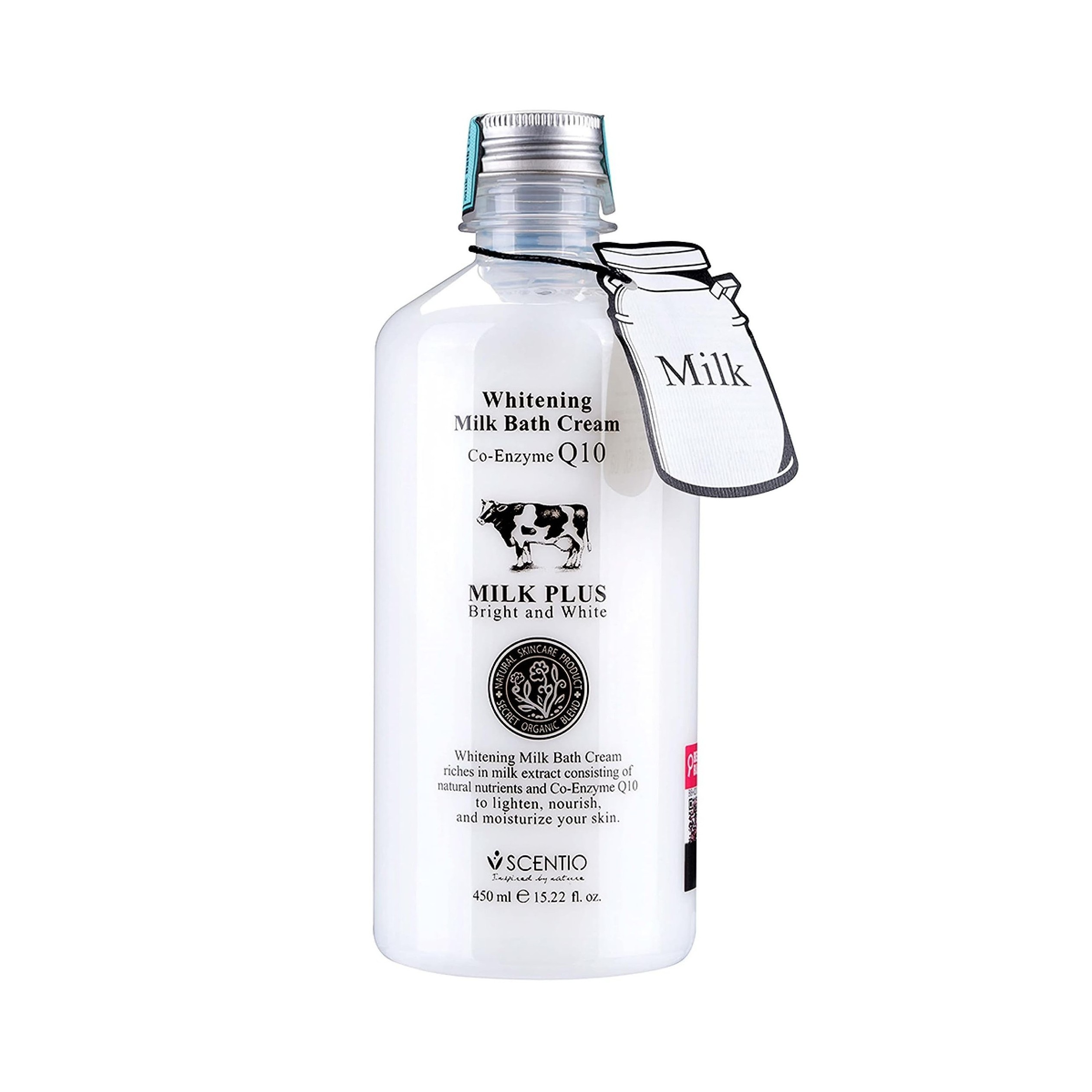 SCENTIO Milk Plus Brightening Q10 Bath Cream 450ml  سينتيو غسول حليبي مرطب ومغذي ومجدد للجسم