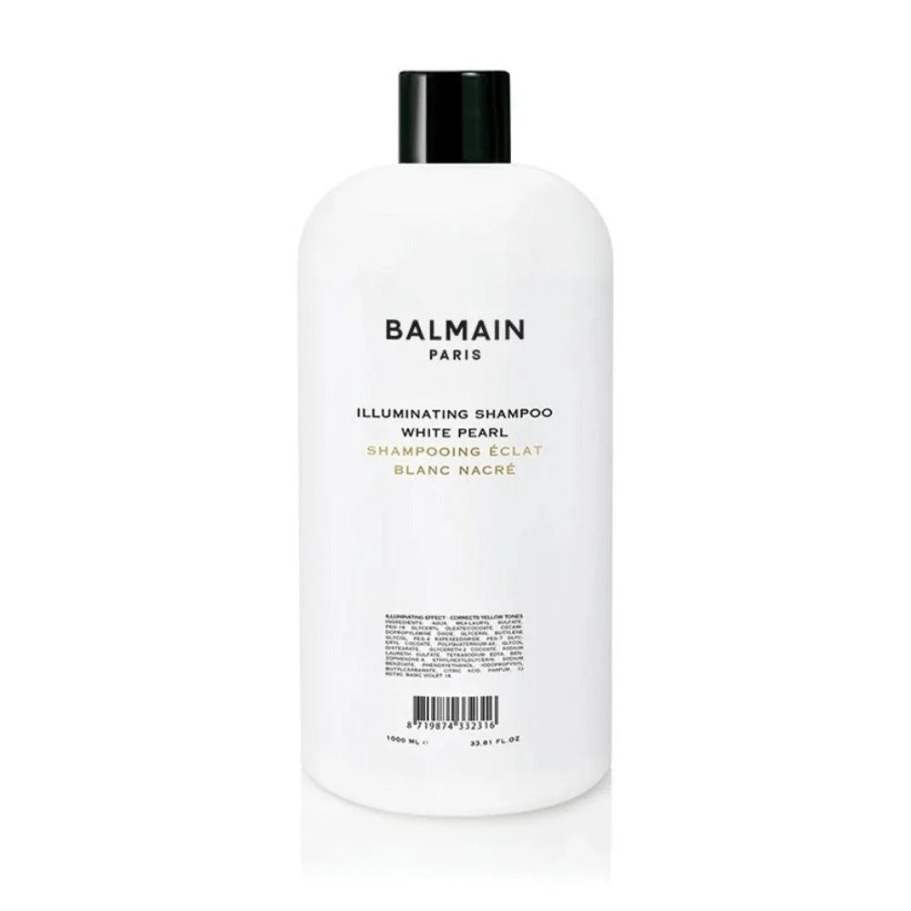 BALMAIN PARIS Illuminating Shampoo White Pearl 1000ml  بالمين باريس شامبو العناية بالشعر الأشقر الرمادي والمُلوّن بخصلات فاتحة