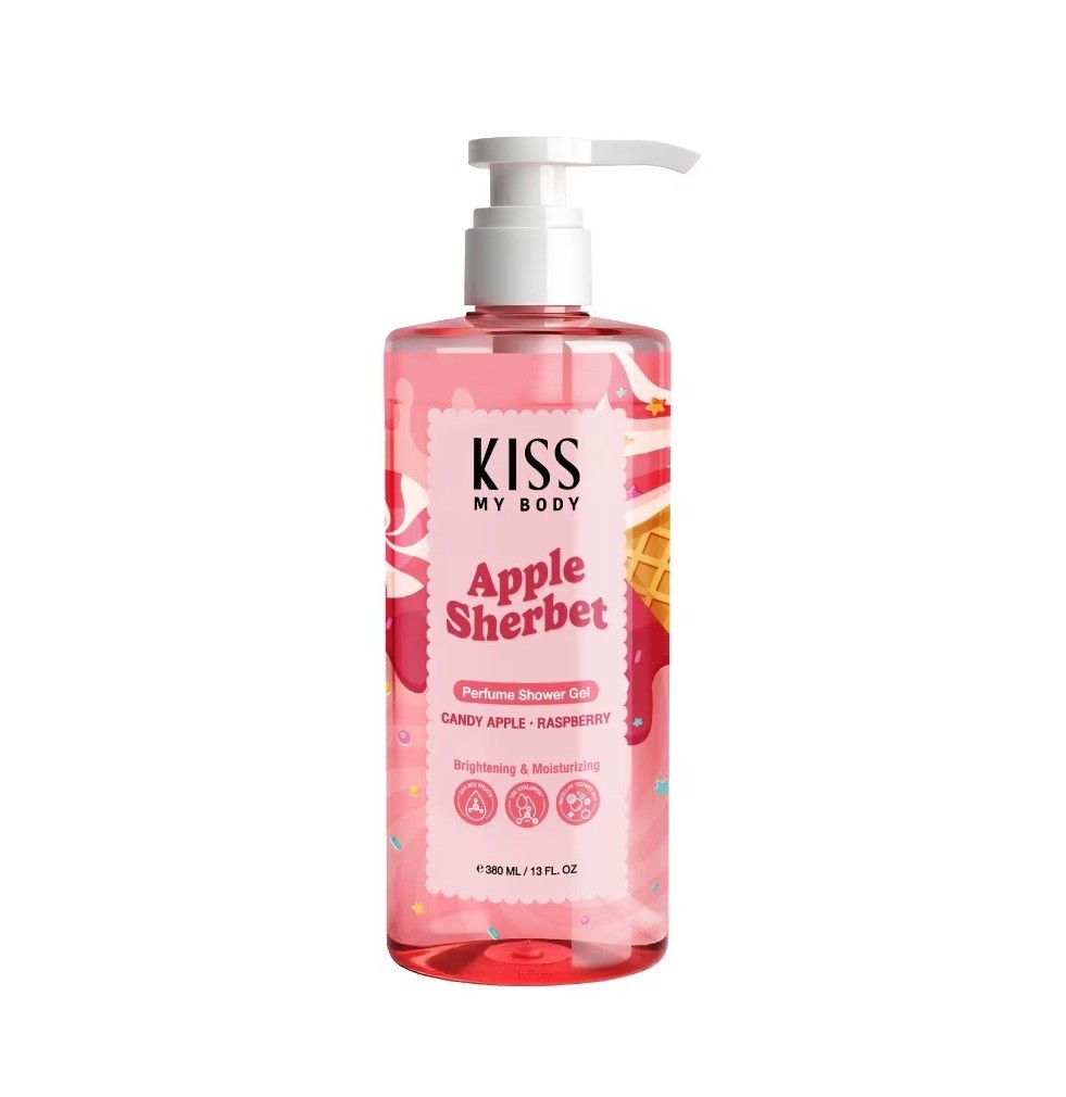 KISS MY BODY Perfume Shower Gel Apple Sherbet 380ml  غسول جسم جل معطر برائحة التفاح المنعش
