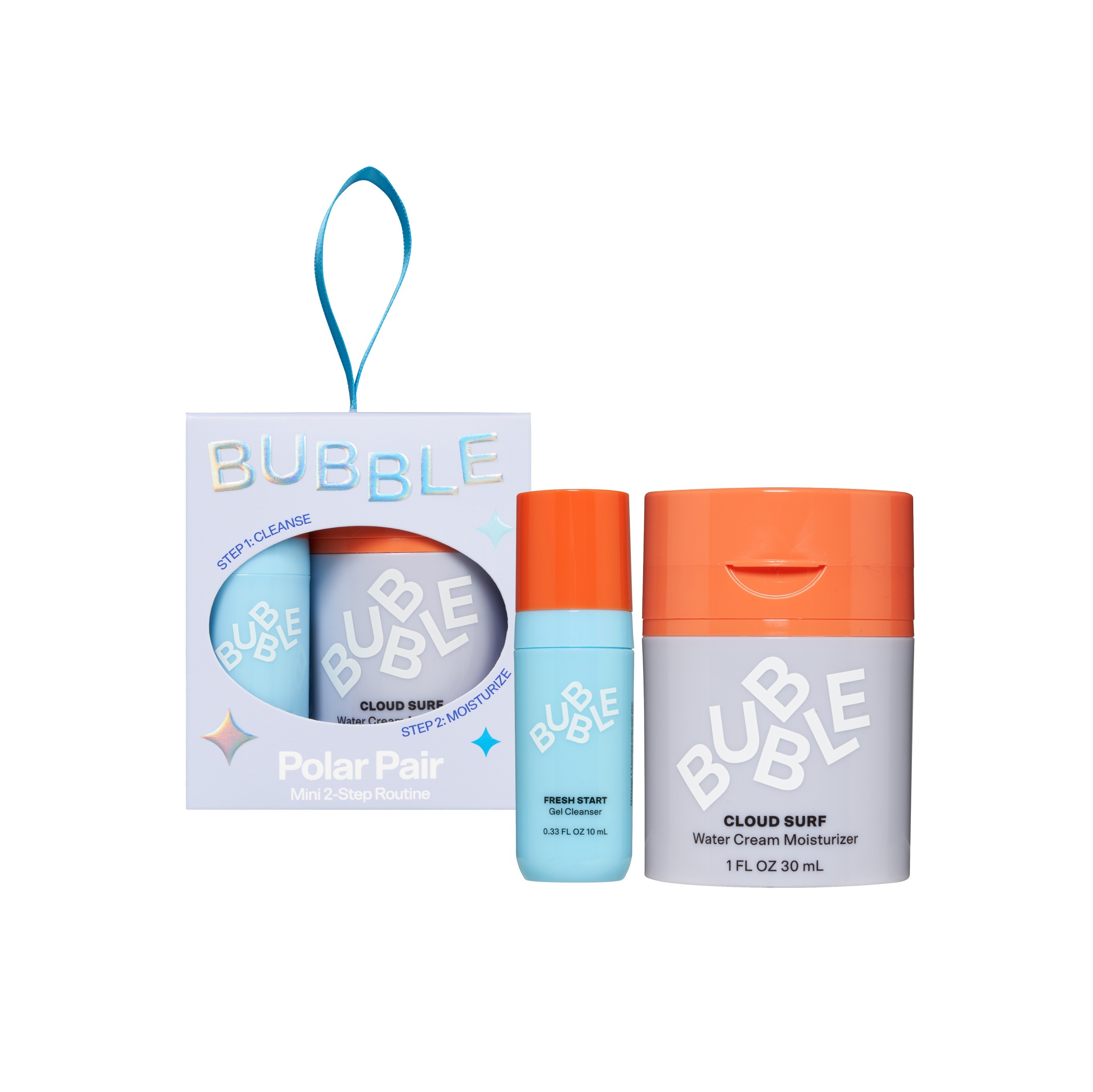 BUBBLE SKINCARE Polar Pair Mini 2-Step Routine (Gel cleanser 10ml + Cream moisturizer 30ml)  بابل سكِن كير مجموعة ثنائية للعناية بالبشرة