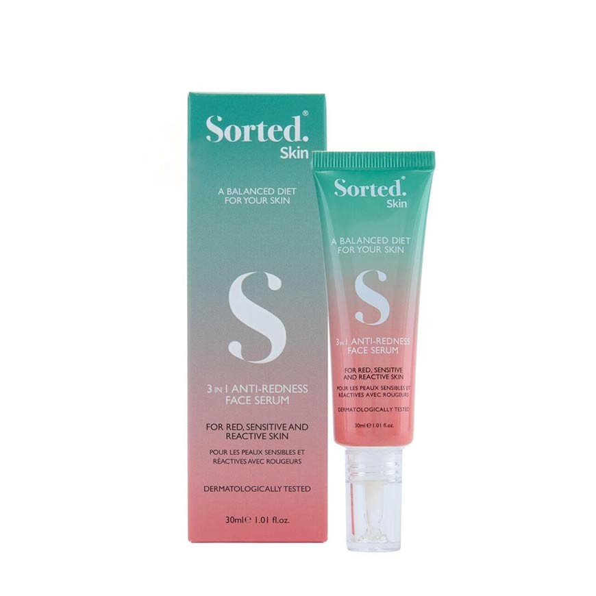 SORTED SKIN 3 IN 1 ANTI-REDNESS FACE SERUM 30ml  سورتيد سكن سيروم مرطب ومهدئ ومضاد لإحمرار البشرة