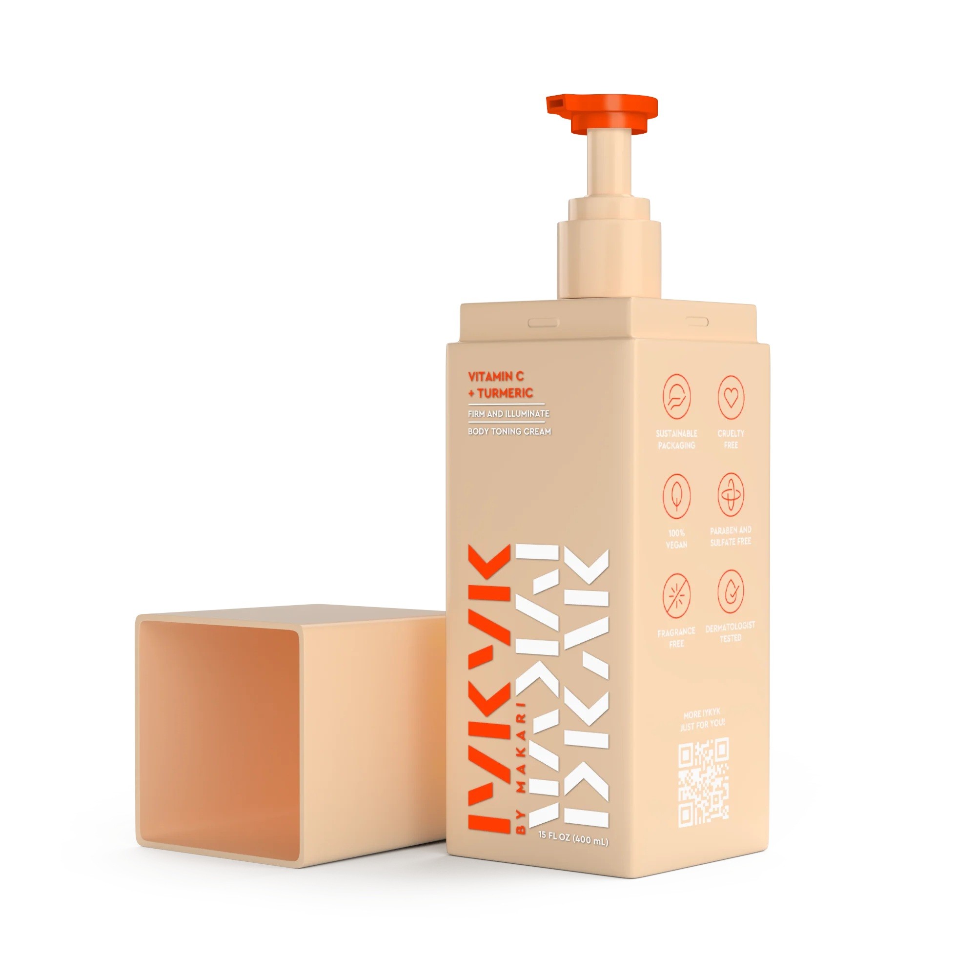 IYKYK BY MAKARI Vitamin C + Turmeric Body Toning Cream 400ml  لوشن الفيتامين سي والكركم المرطب والمنعش للجسم
