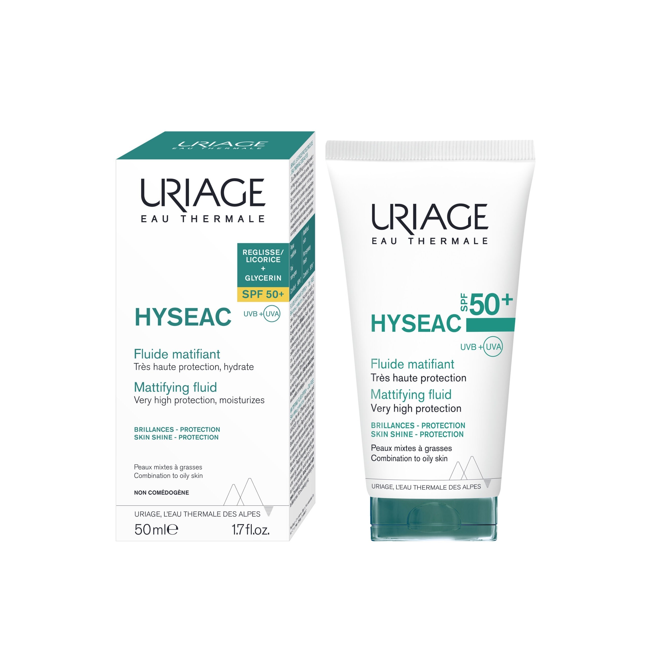 URIAGE Hyséac Mattifying Fluid SPF50+ 50ml  يورياج واقي من اشعة الشمس مناسب للبشرة المعرضة للحبوب والشوائب